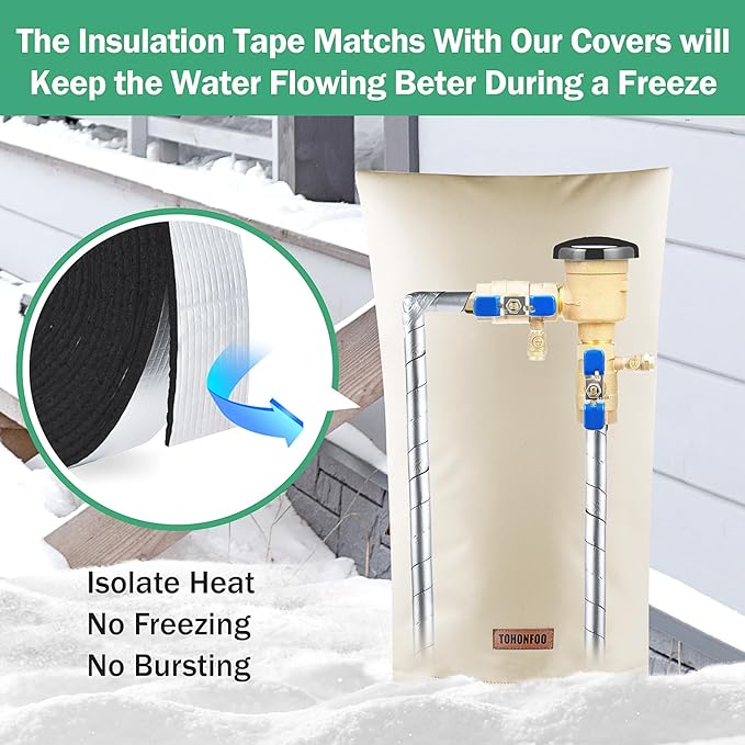 Pipe Insulation Tape, Outdoor Water Pipe Insulation Wrap, Foam Insulation Tape for Outdoor Pipes Winter Freeze Protection, Heat Tape for Water Pipes, Copper Pipes, PVC, AC Line, 2in x 33ft, Silver