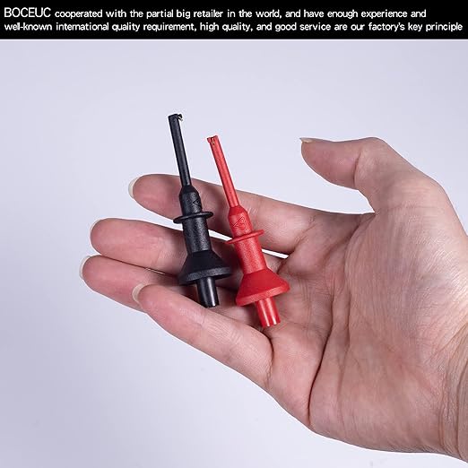 Mini Hook Test Clips, Mini Grabber Test Clips for M4 Plug Test Probe Test Lead Conversion Connection for Push-in Pen Tip