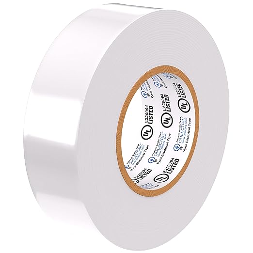 OHLECTRIC Professional Grade Vinyl Electrical Tape (1 Pack) White - 7 Mil Thick Flame-Retardant, Heat & Weather Resistant 3/4 Inch x 60 Feet | Ideal for Contractors & Electricians