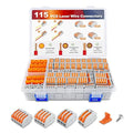 Nilight 115PCS Lever Wire Connectors Nuts Kit 28-12AWG Inline Electrical Terminal 2 3 4 5 Port Assortment Quick Disconnect Push in Wire Connectors for Solid Stranded Wiring Projects,2 Year Warranty