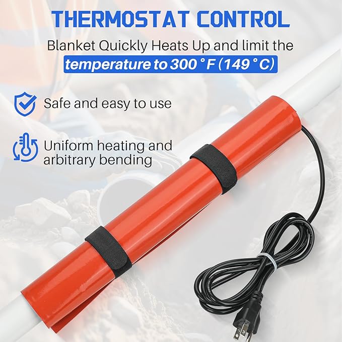 PVC Heating Blanket, PVC Conduit Bender Use High-Quality Silicone Material, Faster heating speed with Longer Service Life, 120V/200W (2" To 3")