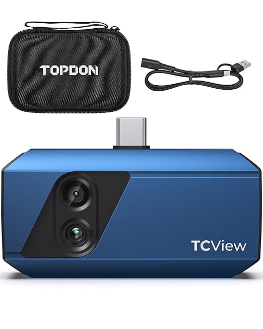 TOPDON TC001 Plus Thermal Camera for Android, 512 x 384 Super Resolution with Visual Camera, 256 x 192 IR Resolution, Dual-Lens Thermal Imaging Camera for Smartphones and Tablets, PC (not for iOS)