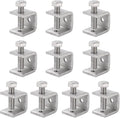 53/64” (21 mm) Mini C Clamps Stainless Steel, Small C-Clamp Tiger Clamp G-Clamp U Clamps Heavy Duty for Woodworking Welding Building Household, 1/8”(4 mm) Thickness (10 Pack)