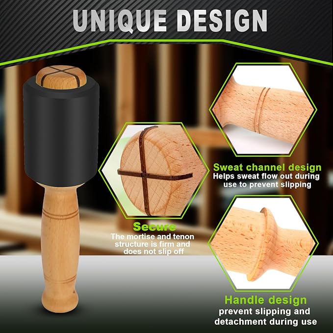 Wood Carving Mallet 15 oz - Non-Slip Urethane Head Woodworking Hammer for Chisels & Carving Tools (Black)