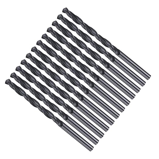 Drill Bit, 4.9mm Cutting Diameter, 4241 HSS Nitriding Black 118° Cutting Angle Versatile Jobber Bits - (Applications: for Drilling Plastic Wood Soft Metal), 12-Pieces