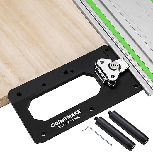 Large Track Saw Square with Positioning Rod and Edge Support,Track Saw Guide Rail Square,90 Degree Right Angle Guide Compatible with Festool,Makita,Milwaukee for Woodworking Cuts