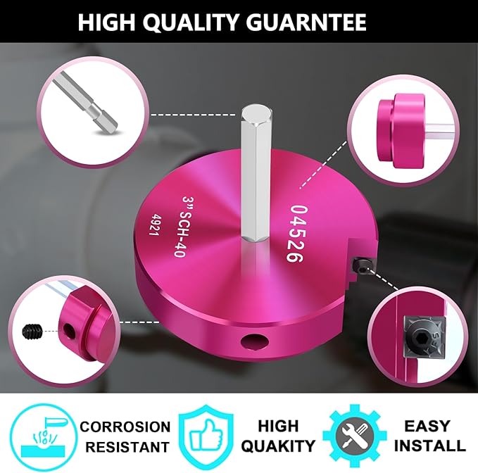 PVC Pipe Reamer 3-Inch Head, PVC Fitting Saver with 3/8-Inch Hex Shaft, Socket Saver Plastic Pipe Fitting Reamer Plumbing Tool for Schedule 40 CPVC ABS Socket Hub Removing, Fit 1/2" Drills