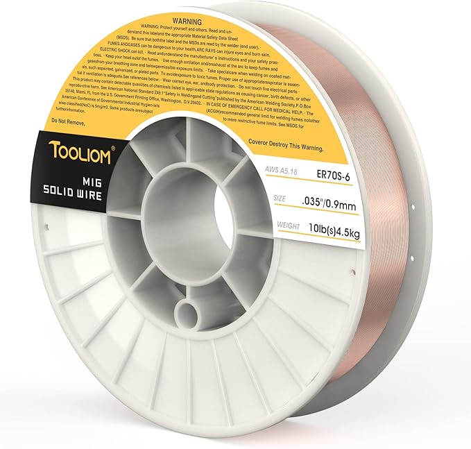 TOOLIOM ER70S-6 .035"(0.9 mm) Mild Steel MIG Solid Welding Wire on 10-Pound Spool Compatoble with TL-200M Pro and TL-250M Pro