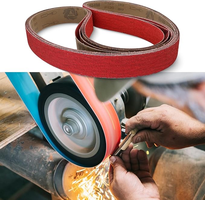 2 x 72 Ceramic Grinding Belts, 2x72 Inch Metal Sanding Belt, 36 40 60 80 120 Grits Knife Sharpening Sander Belts Assortment, 5 Pack