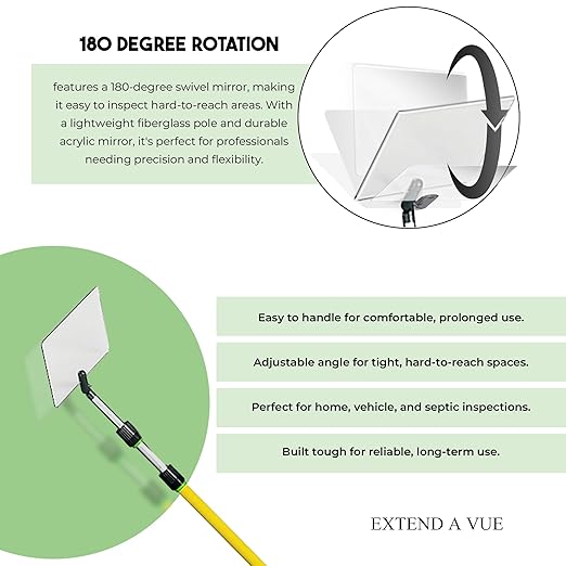Flex Vue Inspection Mirror with Threaded Adapter, 3.5 inch x 6 inch - 2 Pack