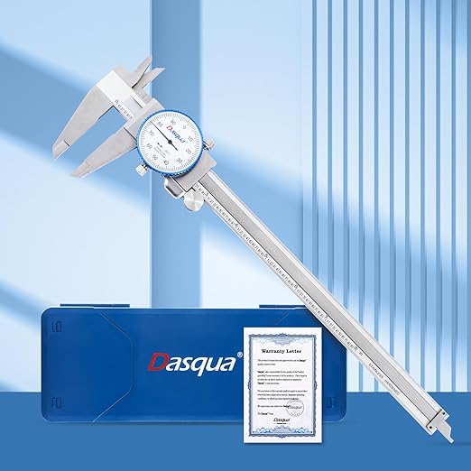 Dasqua Double Shock-Proof Dial Caliper Pro Monoblock High Precision with 0-8" Range,Accuracy of ±0.001'',1332-4115-A