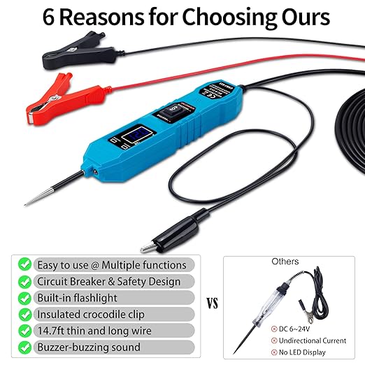 Upgraded 3.5-36V Automotive Circuit Tester, Test Light with 177 Inch Longer Leads, Power Probe,Car Component Activation Short Circuit Finder Continuity Test