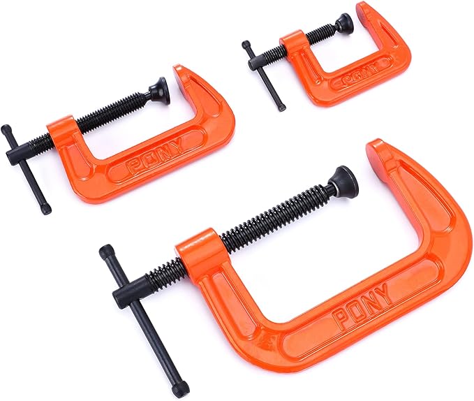 PONY Malleable Iron C-Clamp Set, 3-Piece, (1", 2", 3")