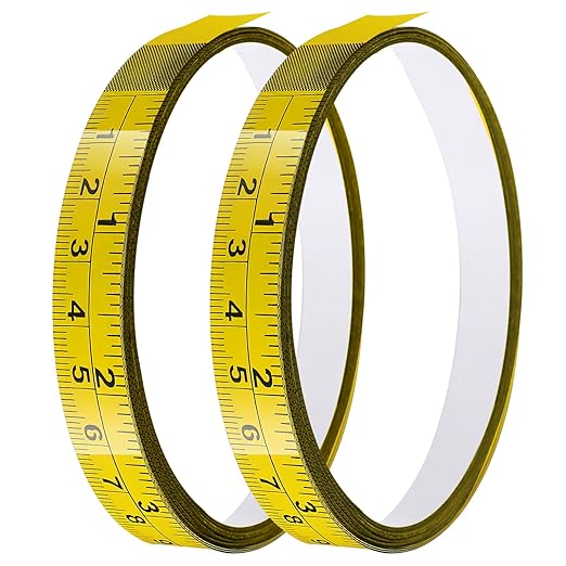 Adhesive Measuring Tapes,Steel Self Tape Measure,1/2" Wide Imperial & Metric Ruler Sticker, Stick On Table Saw and T Track for Woodworking, Drafting (Yellow, Right to Left 78" 2PCS)