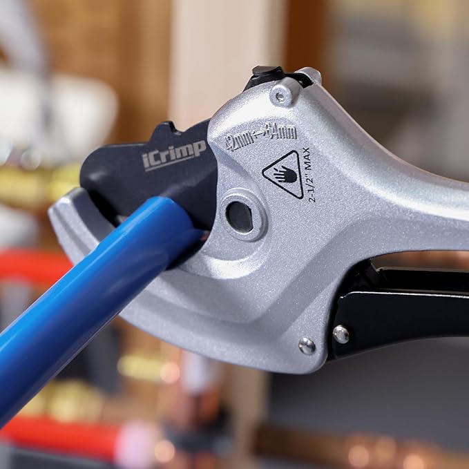 iCrimp Adjustable PVC Pipe Cutter Cuts up to 2-1/2", Heavy-Duty Aluminum Ratchet Pipe Cutter Tool, One-hand Operation Tube Cutter, PEX Cutting Tool for PEX, PVC, PPR Platic Hose and Plumbing Pipe