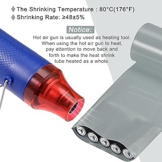 MECCANIXITY Battery Wrap PVC Heat Shrink Tubing 32mm Dia 50mm Flat 10 Feet(3meters) Silver Gray Good Insulation for Battery Pack