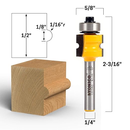 YONICO Router Bits Bullnose 1/8-Inch Bead 1/4-Inch Shank 13134q