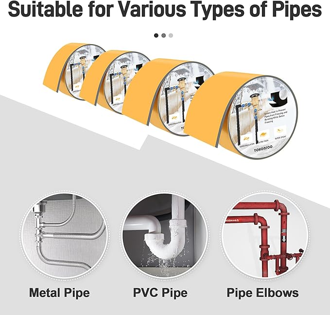 Pipe Insulation Tape, Foam Insulation Tape for Outdoor Pipes Winter Freeze Protection, Foam Pipe Insulation Wrap, Heat Tape for Water Pipes, Copper Pipes, PVC, AC Line, 4in x 15ft, Grey