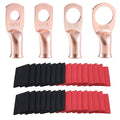 62PCS 6 AWG Ring Terminal Connectors Battery Copper Wire Lugs 6 Gauge 5/16", 3/8", 1/4", 1/2" with Heat Shrink Tubing Set, 30Pcs Battery Cable Ends and 32PCS Heat Shrink Tubing