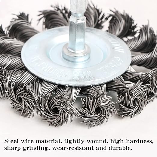 3PCS 3 Inch Knotted Wire Wheel Cup Brush and Twist End Brush Set,1/4" Shank for Drill,Perfect for Rust Removal, Corrosion and Paint