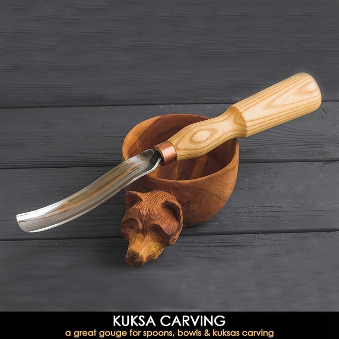 BeaverCraft Wood Carving Gouge 7L/22 Spoon Carving Tools, Chisels - Bowl Gouge, Wood Curved Chisel - Whittling Spoon Knife