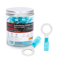 HKS 50 PCS Ring Terminals 1/2" Blue 16-14 AWG - M12 - Electrical Connectors - Heat Shrink Wire Connector Kit - Tinned Red Copper - Automotive Marine Ring Connectors - Waterproof and Insulated