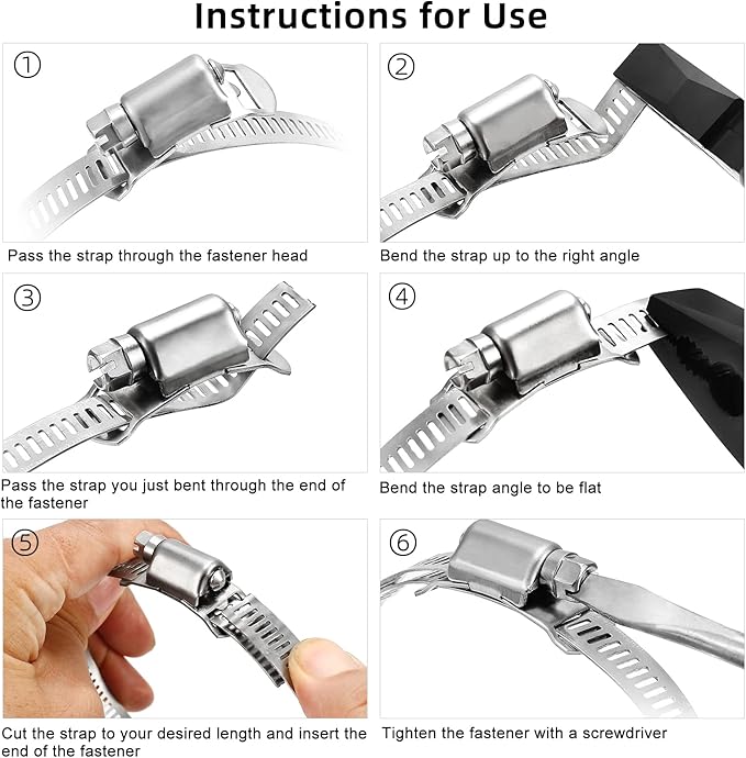 Hose Clamps, DIY 12.5 FT Metal Strap + 8 Fasteners, Hose Clamps Stainless Steel, Large Adjustable Hose Clamp Pipe Clamp for Pipe Automotive Mechanical Applications
