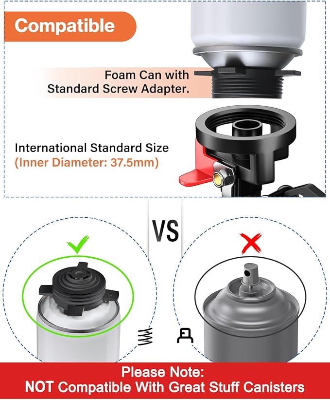 2pcs Foam Gun, Expanding Foam Spray Gun with Extension Tube, PU Foam Gun Applicator, No-Clean Foam Spray Gun, Teflon Coated Foam Gun for Caulking Foam Gun, Gap Filler Spray Gun