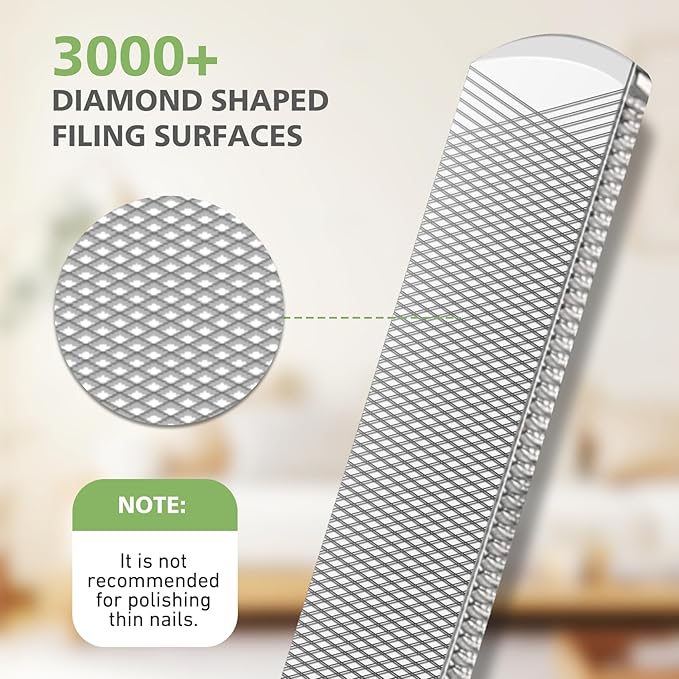 BALUCA Professional Stainless Steel Long Nail File for Thick Nails, Metal Fingernail Toenail File for Women, 4.72-Inch Filing Surface, Durable and Efficient Nail Care Tool (Silver, 1, Count, Coarse)