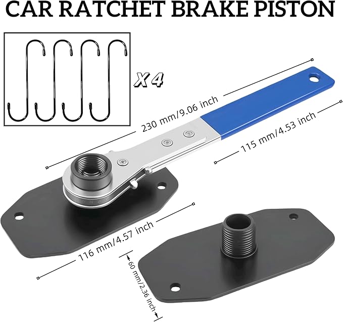 Brake Caliper Compression Tool - Caliper Piston Compressor with 4 Brake Caliper Hooks, Brake Pad Spreader for Single/Twin/Quad Piston Calipers