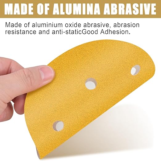 6 Inch - 6 Hole Hook and Loop Sanding Discs 180 Grit, Random Orbital Sandpaper for Automotive and Woodworking - 100 Pack