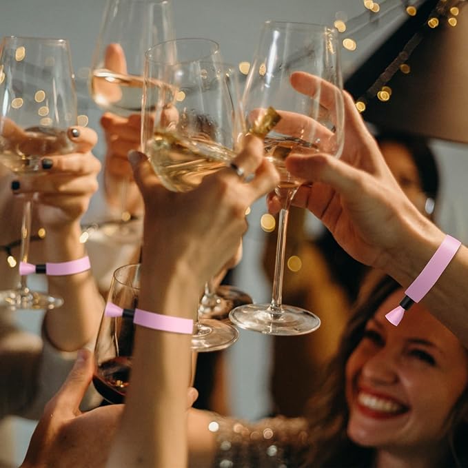 100 Pcs Cloth Event Wristband, Disposable Wristbands for Events, Colored Wristbands Events,for Lightweight Concert,Club Entrance Wrist Strap Party Wristband Event (Color : Pink)