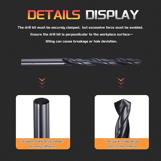 Drill Bit, 1/4" Cutting Diameter, 4241 HSS Nitriding Black 118° Cutting Angle Versatile Jobber Bits - (Applications: for Drilling Plastic Wood Soft Metal), 12-Pieces