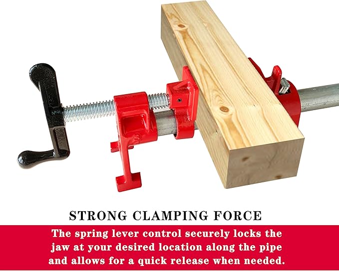 HimaPro 2-Pack 3/4 Inch H-Style Professional Pipe Clamp Set - Designed For Woodworking, Carpentry, Home Improvement, and DIY Jobs