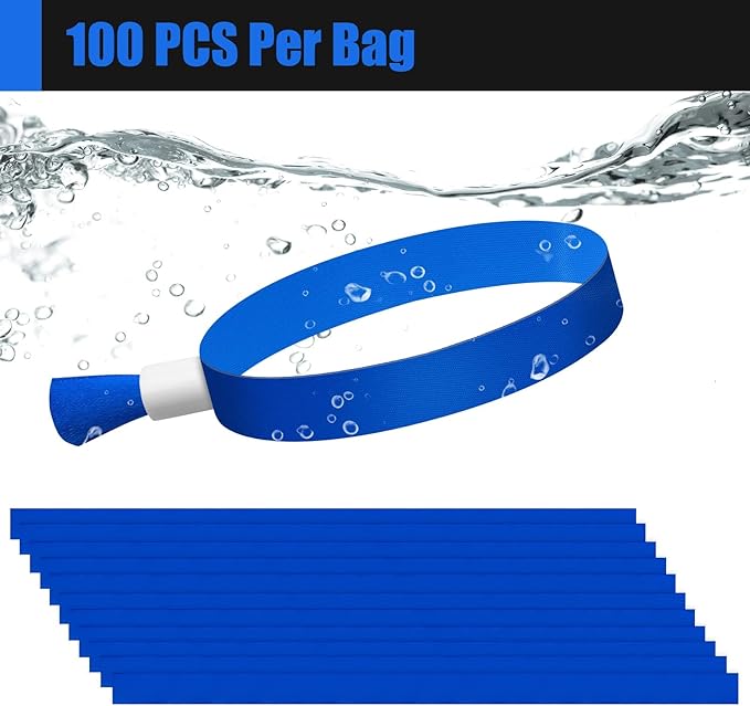 100 Pcs Cloth Event Wristbands, Event Wristbands, Colored Wrist Bands for Events, for Lightweight Concert Wrist Strap for Activities, Party Bracelets for Events (Color : Blue)