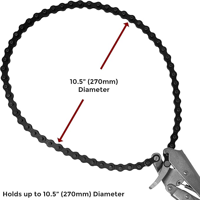 Strong Hand Tools PFC1036 Locking Chain Pliers, Removable 36 Chain, Hold Up To 10.5" Diameter Pipe, Unique Easy Open Crank Handle, Quick Release Trigger