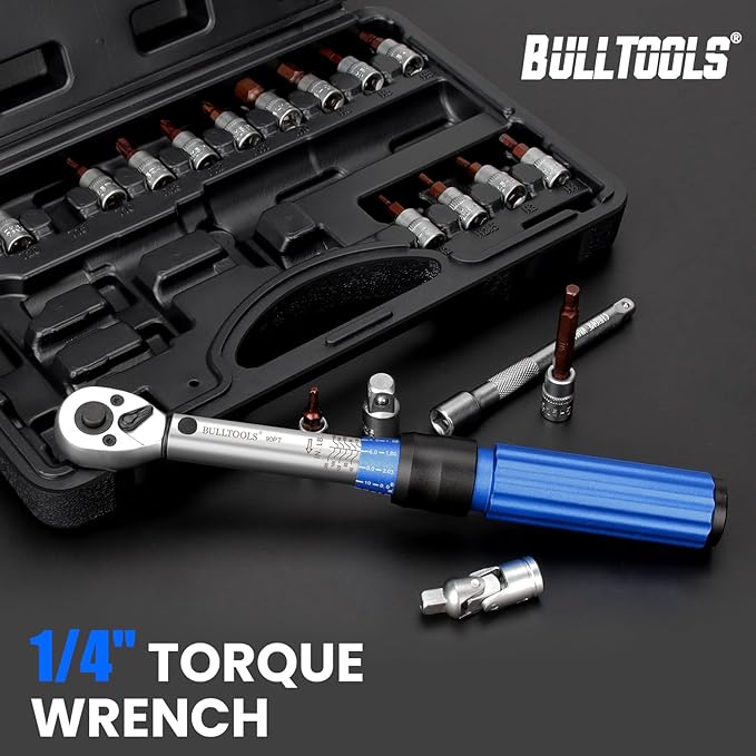 ‌1/4 Inch Drive Click Torque Wrench Set, 20-200 in.lb / 2.26-22.6 Nm Inch Pound Torque Wrench 90-Tooth Bike Torque Wrench Set with ±3% Accuracy for Bicycle and MTB Repair
