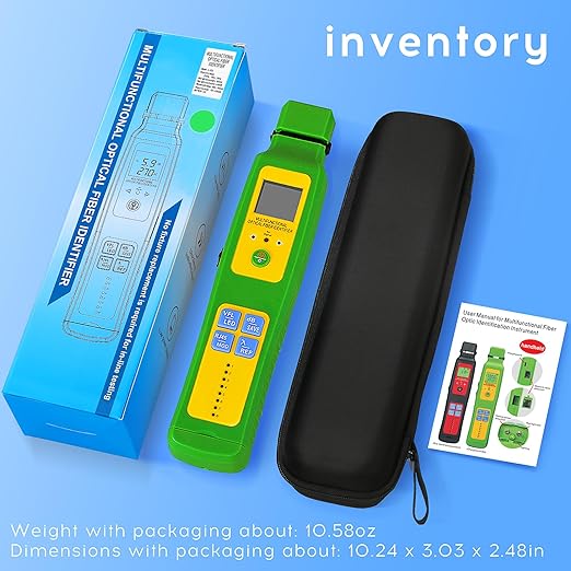 green A-507 Fiber optic identifier 5 in 1 Built in OFI OPM VFL LED RJ45 SC/FC/ST universal interface Optical power meter -70~+10dbm visual fault locator 10KM RJ45 test Cable identifier with LC adapter