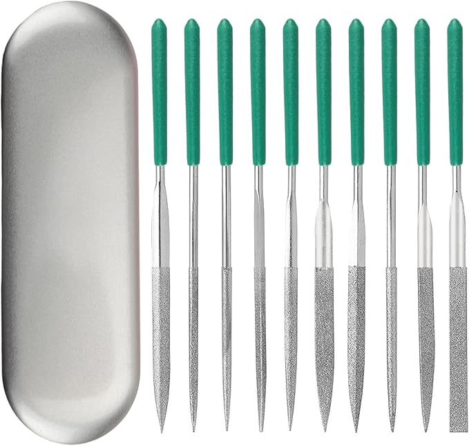 Millousong Hand File Set,Diamond Needle Files 6.3' /10 Shapes for Metal,Plastic,Wood,3D Printer Basic Suite for home and office with box