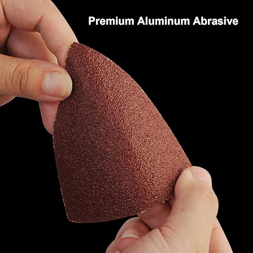 120 PCS Mouse Sander Sandpaper 60/120/180/240 Grit with Holes Hook and Loop Detail Sander Finger Sander Pads for Woodwoking Drywall