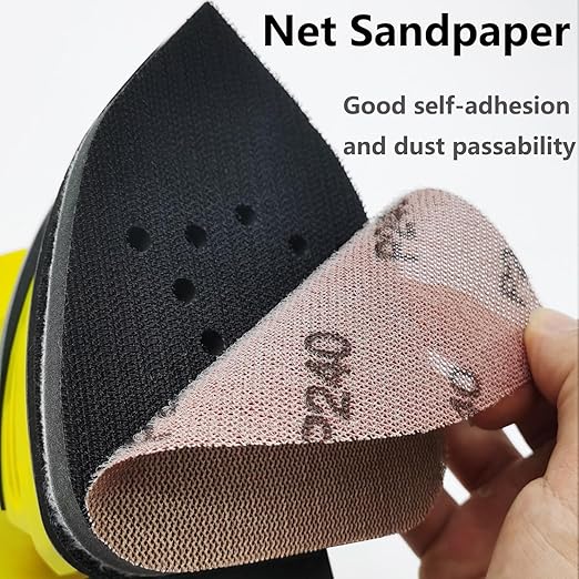 Mouse Mesh Sanding Sets, 1Pc Sanding Interface Pad and 50Pcs Sanding Paper 80 | 120 | 180 | 240 | 320 Grit Hook and Loop Sandpaper for Detail Sander -FMN51