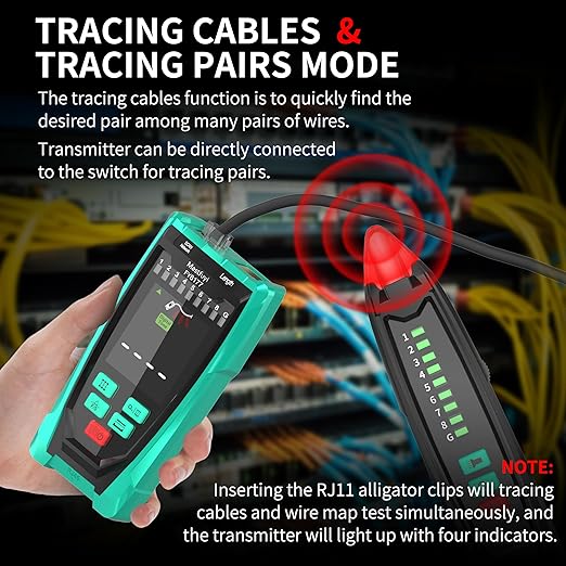 Network Cable Tester, Shielded Line Finder, Rechargeable Cable Tracer with Probe Tone, Multi-Function Wire Tracer, Ethernet LAN Network Cat5/6/7 Cable Maintenance Organizer, Telephone Line