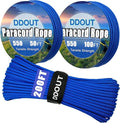Paracord Nylon Rope Blue 200ft with 7-Strand Core, 10 Colors and 50/100/200 ft, Type III Parachute Cord 4mm for Camping, Survival, Hiking, DIY, Crafting, Outdoor Utility Rope