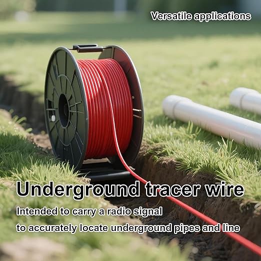 14 AWG Tracer Wire 600V Solid Conductor Direct Burial, (100FT),Underground Tracer Wire for Locating Underground Pipes Line Gas Water Sewer Pipe and Fiber Optic, ROYA WYRE Cable Technology