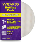 Wizards Aggressor Buffing Pad - Aggressive Cutting Action - Cuts with No Burns - Works with All Kinds of Compounds - Easy to Attach and Velcro Backed Buffing Pad - 8" x 1.75"