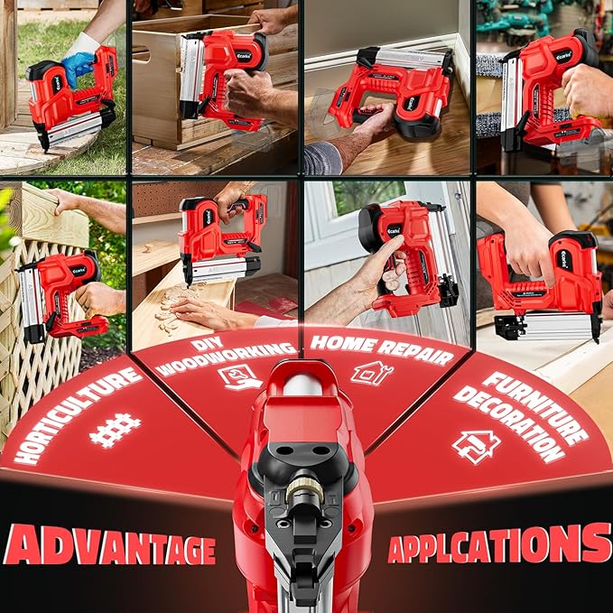 Ecarke 18 Gauge Electric Nail Gun Compatible with Milwaukee Battery,2 in 1 Cordless Brad Nailer and Stapler with 18GA Nails/Staples,Battery for M18 18V Power,2 Firing Modes for Trim Wood Crafting DIY