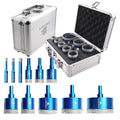 Diamond Core Drill Bit Set - BRSCHNITT Hole Saw Kit for Porcelain Tile Ceramic Marble Granite Drilling, 11pcs Bits with Triangle Shank（6/8/10/20/25/28/32/35/45/50/65mm）, KIT3, BDB54911405R103