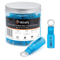 Wirefy 130 PCS Heat Shrink Ring Terminals #8 - a Resistant Ring Connectors - Eyelet Wire Connectors - Blue 16-14 AWG