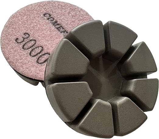 Diamond Floor Polishing Pucks for Terrazzo, Marble, Granite, Concrete Floor, 3 Inch 15mm Resin Bond Hook and Loop Polishing Pad, 3000#, 3PCS
