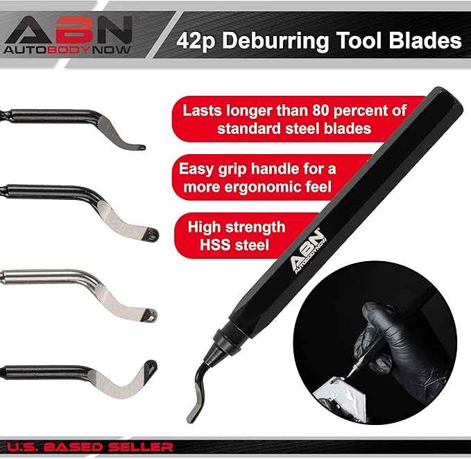 ABN Steel Deburring Tool for Metal, Resin, Plastic - 42 Piece 3D Printer Deburring Tool Kit - Hand Deburring Tool with Hooked Blades, Small Hole Blades, Hard Material Blades